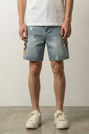 Pantalones cortos vaqueros bordados pantalón corto vaquero streetwear japonés Ropa Japonesa