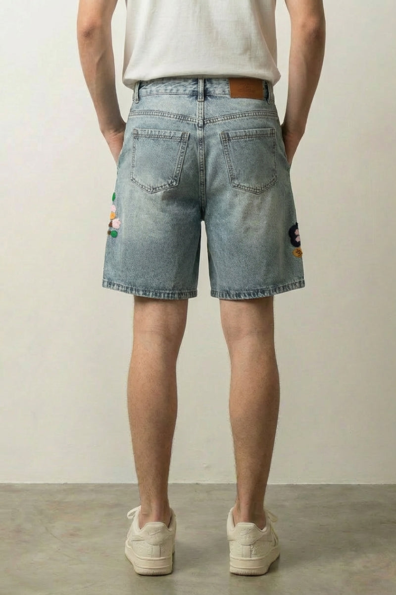 Pantalones cortos vaqueros bordados pantalón corto vaquero streetwear japonés Ropa Japonesa