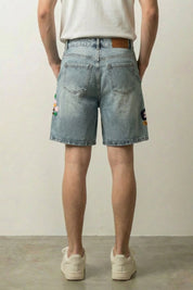 Pantalones cortos vaqueros bordados pantalón corto vaquero streetwear japonés Ropa Japonesa