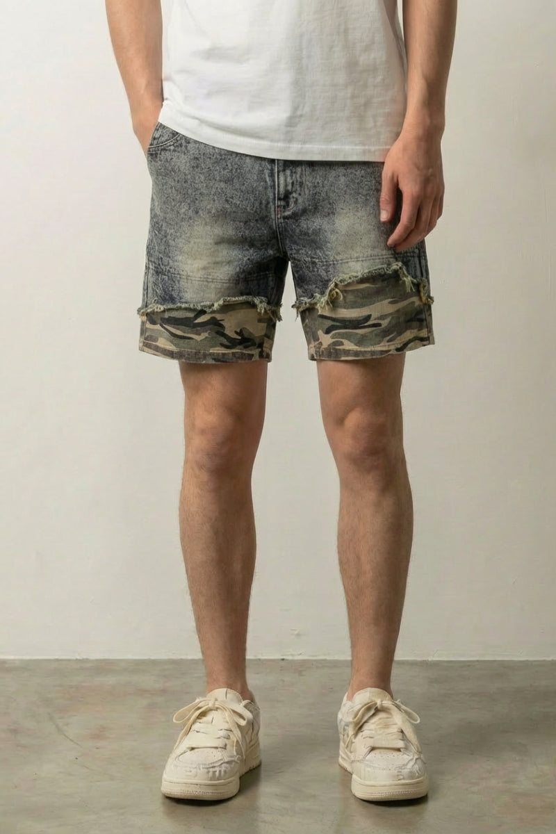 Pantalones cortos vaqueros de camuflaje pantalón corto vaquero streetwear japonés Ropa Japonesa