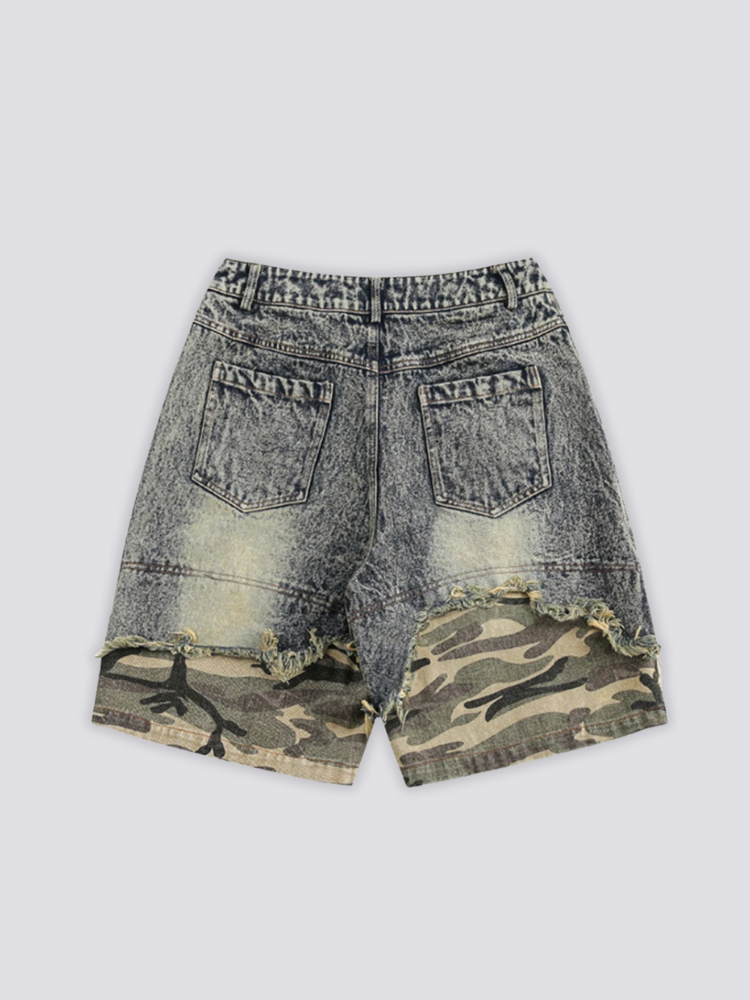 Pantalones cortos vaqueros de camuflaje pantalón corto vaquero streetwear japonés Ropa Japonesa