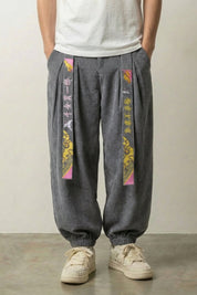 Pantalón Pana Japonés 'Takumi' Gris pantalón japonés streetwear Ropa Japonesa