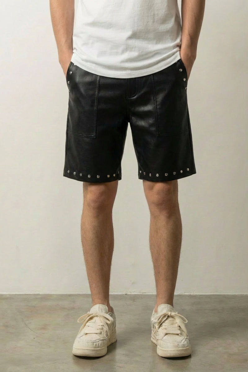 Pantalones cortos de cuero negro pantalón corto vaquero streetwear japonés Ropa Japonesa
