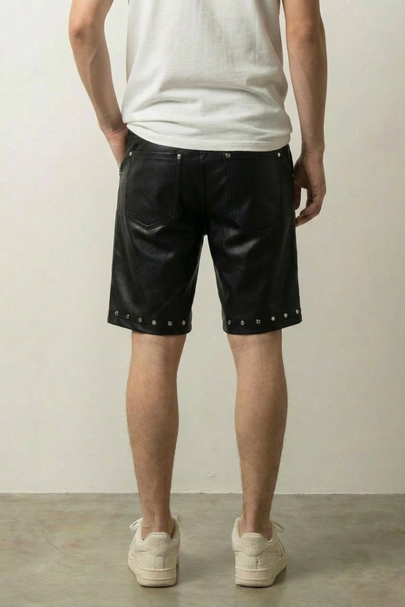 Pantalones cortos de cuero negro pantalón corto vaquero streetwear japonés Ropa Japonesa