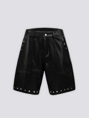 Pantalones cortos de cuero negro pantalón corto vaquero streetwear japonés Ropa Japonesa