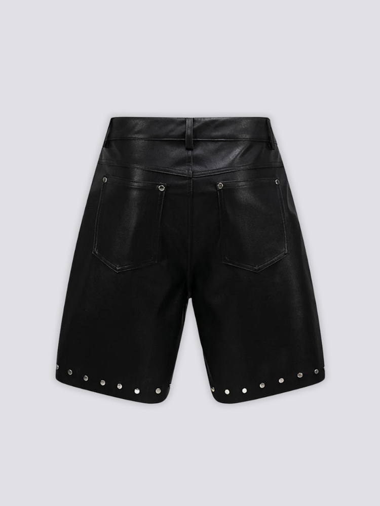 Pantalones cortos de cuero negro pantalón corto vaquero streetwear japonés Ropa Japonesa