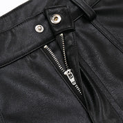 Pantalones cortos de cuero negro pantalón corto vaquero streetwear japonés Ropa Japonesa