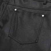 Pantalones cortos de cuero negro pantalón corto vaquero streetwear japonés Ropa Japonesa