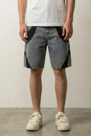 Pantalones cortos vaqueros bicolor pantalón corto vaquero streetwear japonés Ropa Japonesa