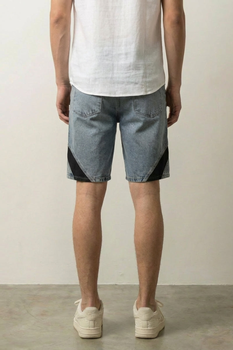 Pantalones cortos vaqueros bicolor pantalón corto vaquero streetwear japonés Ropa Japonesa