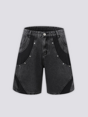 Pantalones cortos vaqueros bicolor pantalón corto vaquero streetwear japonés Ropa Japonesa