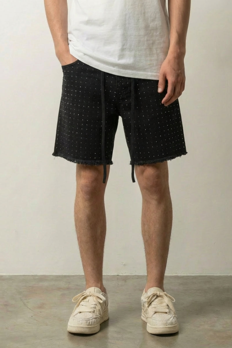 Pantalones cortos vaqueros con strass pantalón corto vaquero streetwear japonés Ropa Japonesa