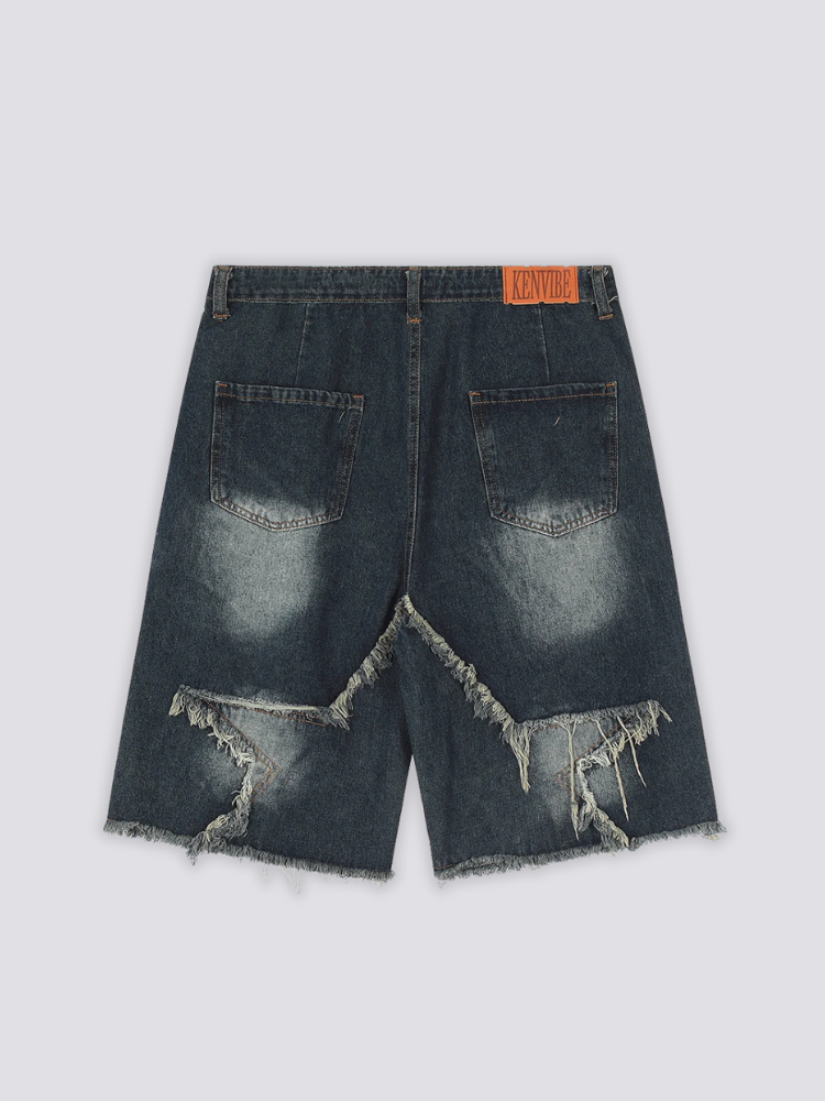 Pantalones cortos vaqueros desgastados pantalón corto vaquero streetwear japonés Ropa Japonesa