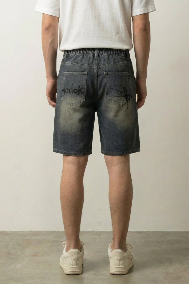 Pantalones cortos vaqueros Spider Web pantalón corto vaquero streetwear japonés Ropa Japonesa