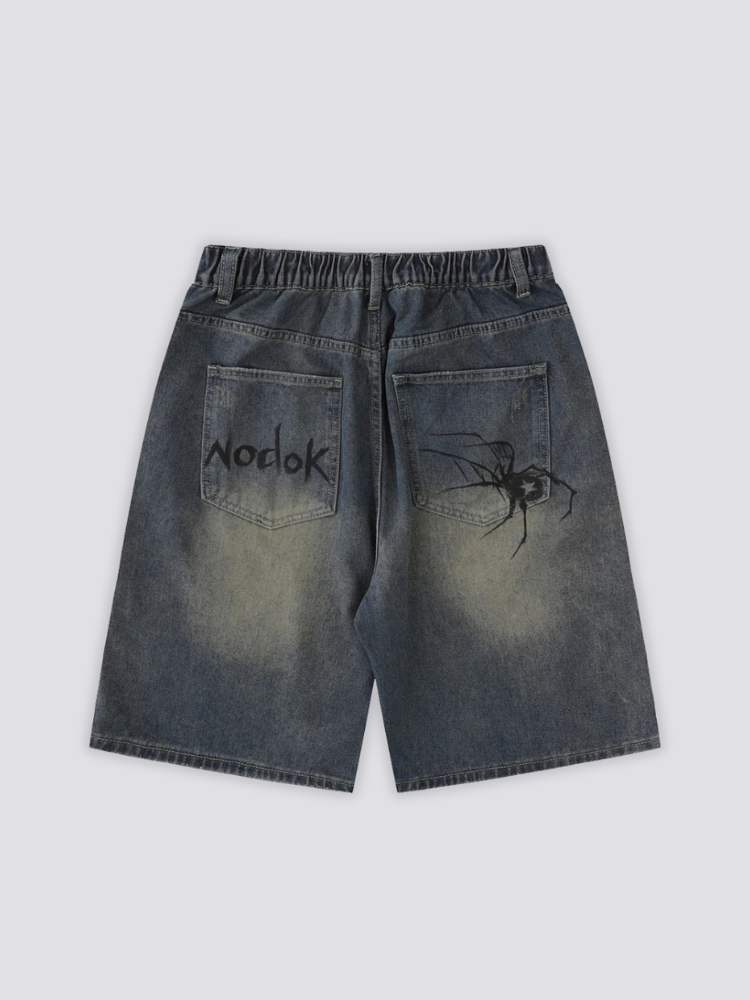 Pantalones cortos vaqueros Spider Web pantalón corto vaquero streetwear japonés Ropa Japonesa
