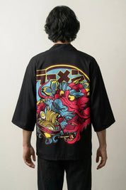 Patrón japonés Haori Dragón x Ramen haori japonés llevado mannequin estilo streetwear Ropa Japonesa