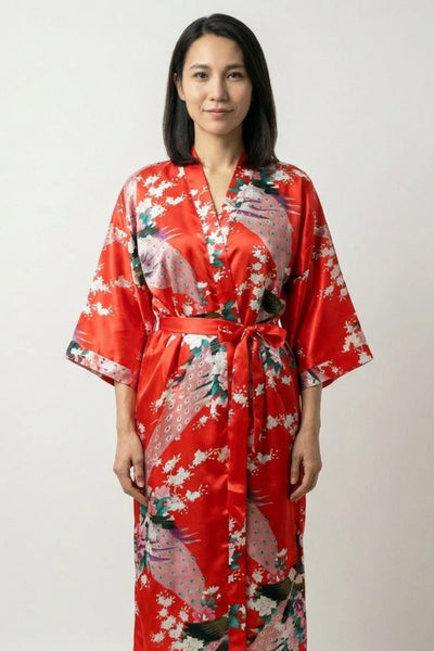 Pijama Japonés Largo Kimono Rojo