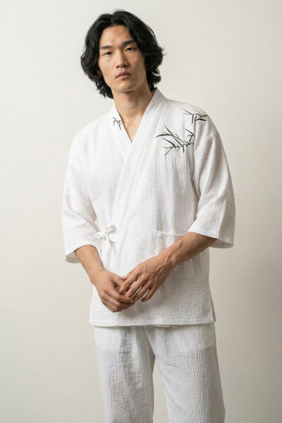Pijama Jinbei Blanco 'Shirake' Algodón