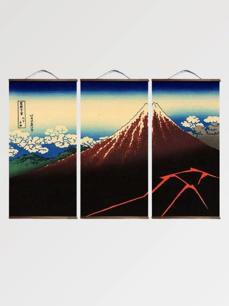 Pintura japonesa antigua Fuji Hakuro inspirada en el Sanka Hakuu tormenta sobre lienzo Ropa Japonesa