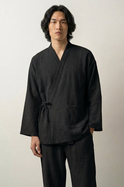 Prenda Jinbei Negro 'Kuroha' Algodón