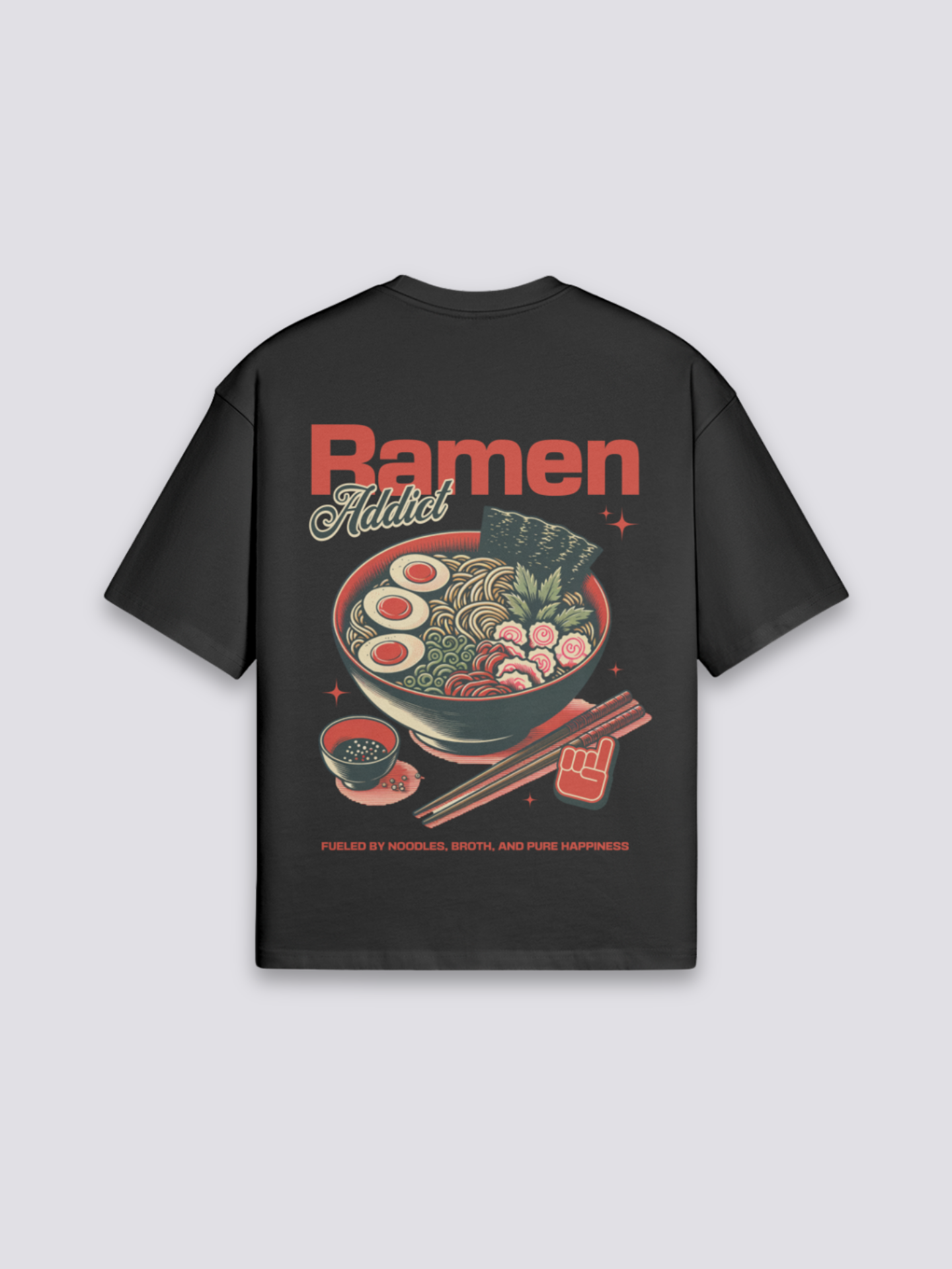 Camiseta ramen bol de fideos estampado japonés oversize