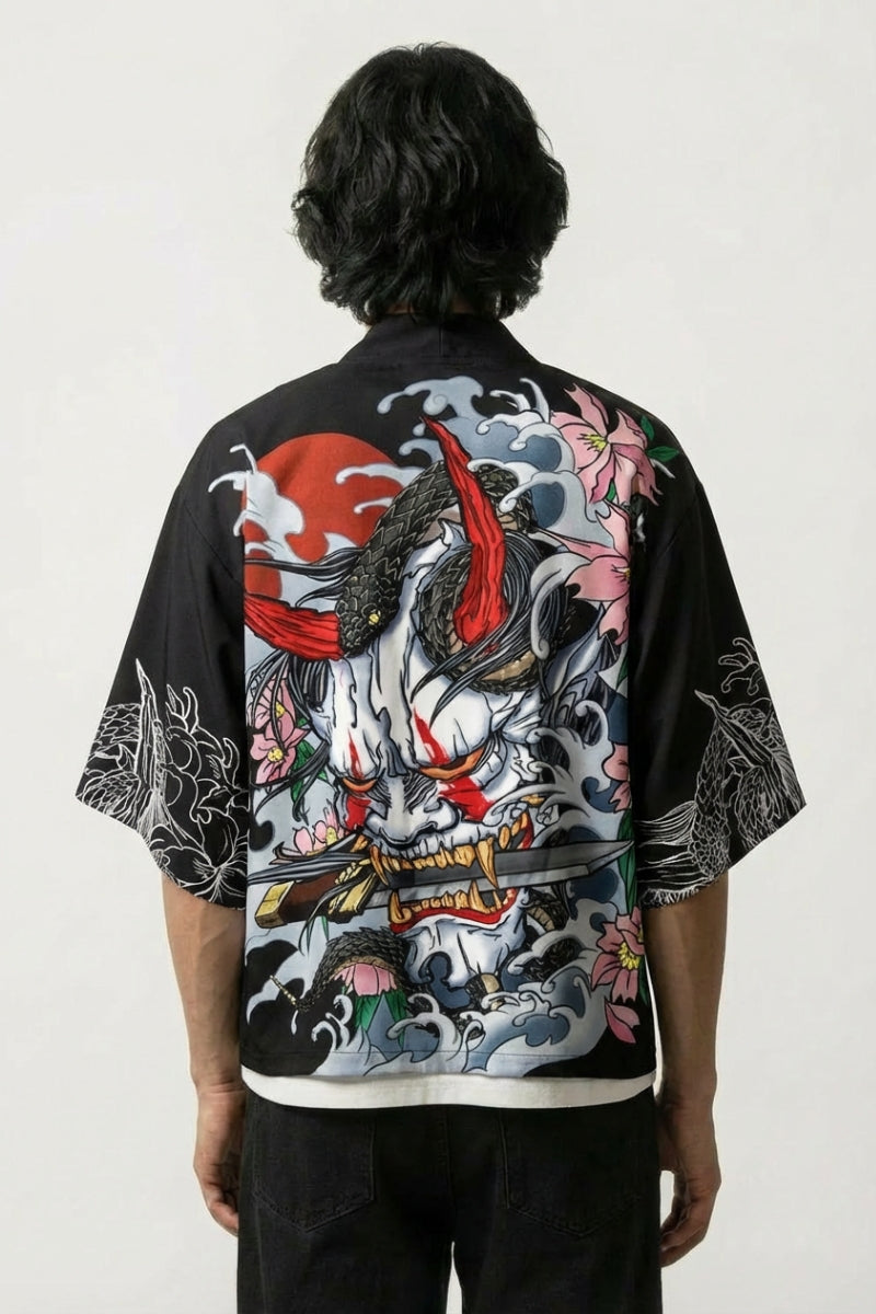 Samurai Haori Takeshido Oni haori japonés llevado mannequin estilo streetwear Ropa Japonesa