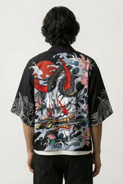 Samurai Haori Takeshido Oni haori japonés llevado mannequin estilo streetwear Ropa Japonesa