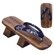 Geta japonesa Sukuna con hanao dragón y fénix blancos sobre madera marrón Ropa Japonesa