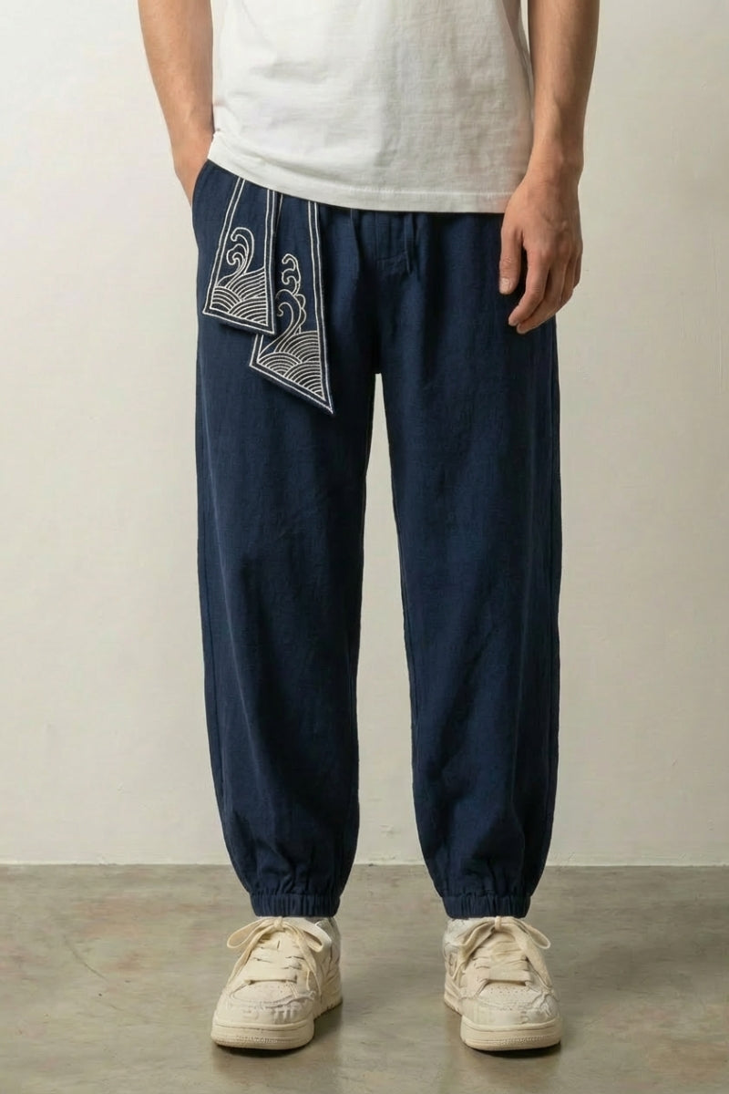 Sarouel Japonés 'Raijin' Marino pantalón japonés streetwear Ropa Japonesa