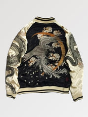 Cazadora Satori Sukajan Yokosuka vista trasera bordado poliéster cazadora souvenir sukajan streetwear japonés Ropa Japonesa