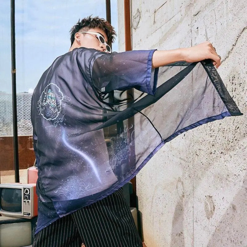 Chaqueta kimono transparente