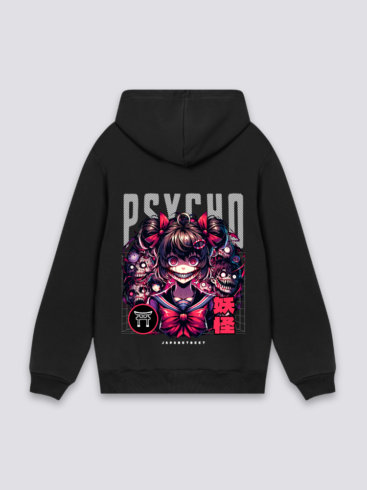 Sudadera manga psycho yokai estampado japonés oversize