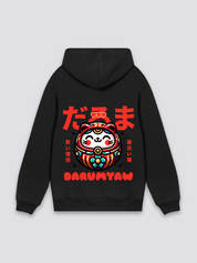 Sudadera daruma y gato de la suerte estampado japonés oversize