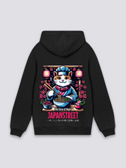 Sudadera gato cocinero ramen estampado japonés oversize