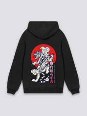 Sudadera tigre blanco sol rojo estampado japonés oversize