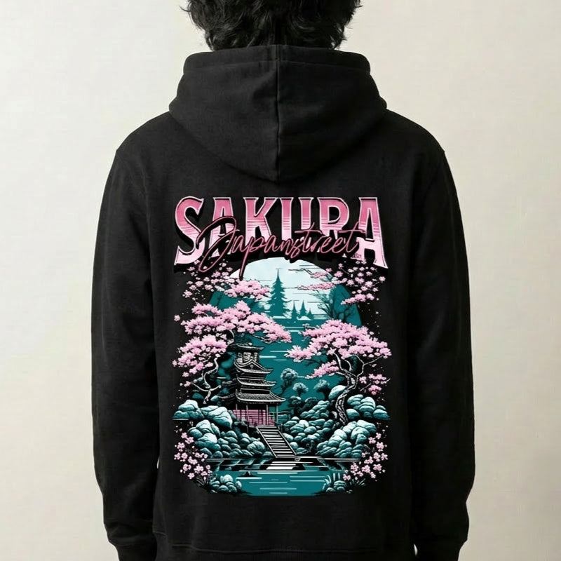 Sudadera flor de cerezo estampado japonés oversize Ropa Japonesa