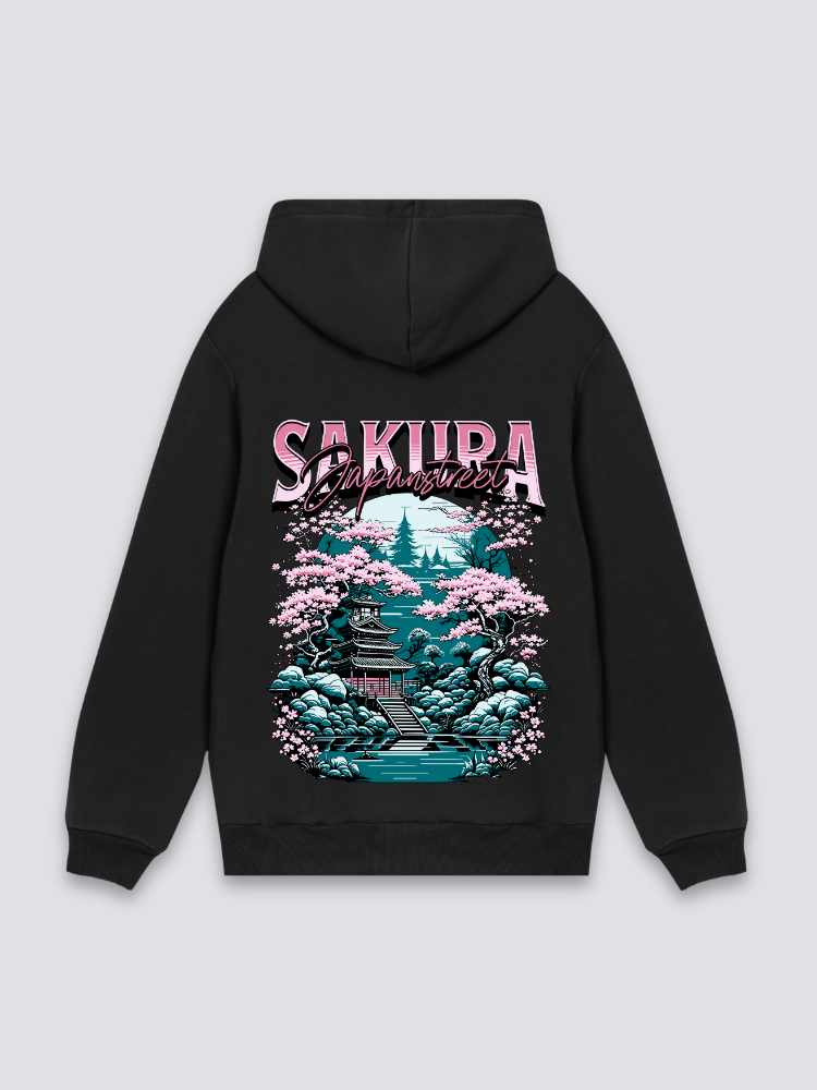 Sudadera flor de cerezo estampado japonés oversize