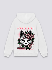 Sudadera Kitsune blanco estampado japonés oversize