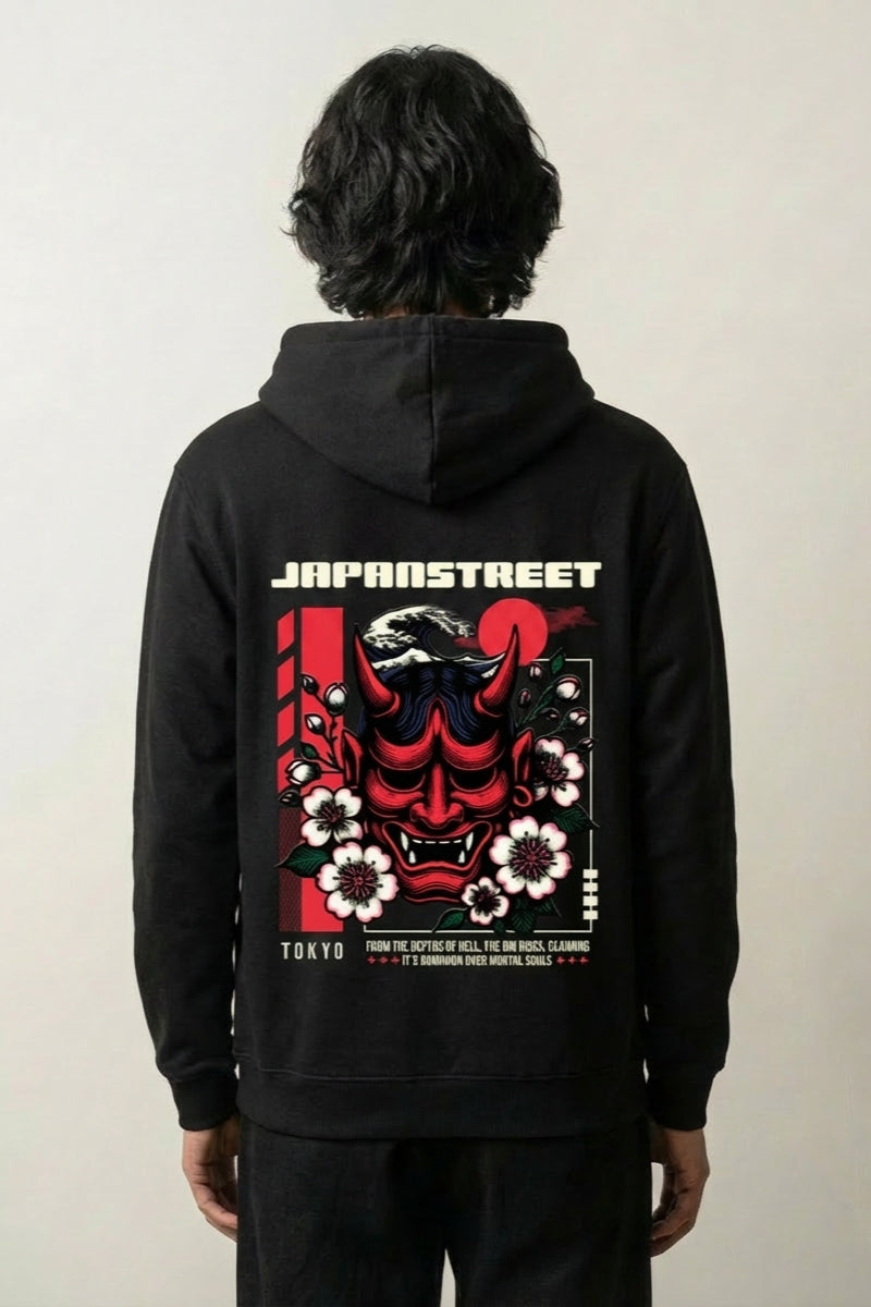 Sudadera Oni máscara hannya estampado japonés oversize Ropa Japonesa