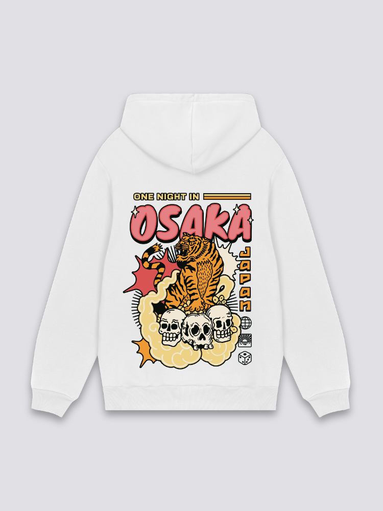 Sudadera con capucha Osaka tigre y calavera estampado japonés oversize