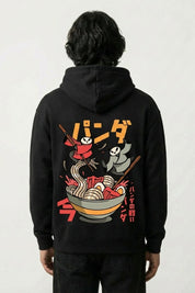 Sudadera con capucha panda ninja ramen estampado japonés oversize