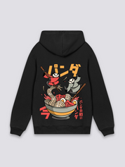 Sudadera con capucha panda ninja ramen estampado japonés oversize