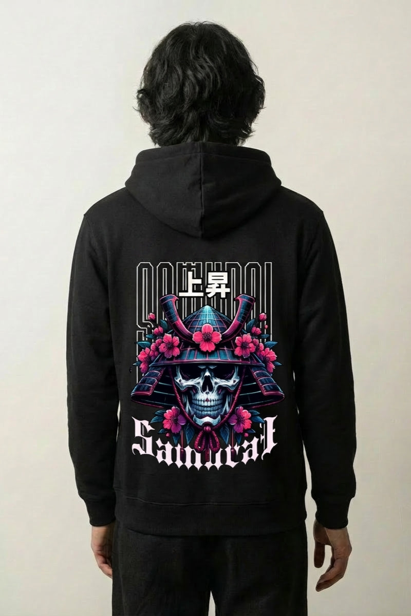 Sudadera con capucha samurái esqueleto cerezos estampado japonés oversize Ropa Japonesa