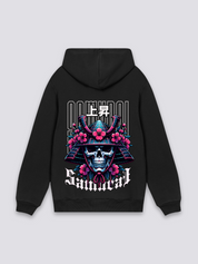 Sudadera con capucha samurái esqueleto cerezos estampado japonés oversize