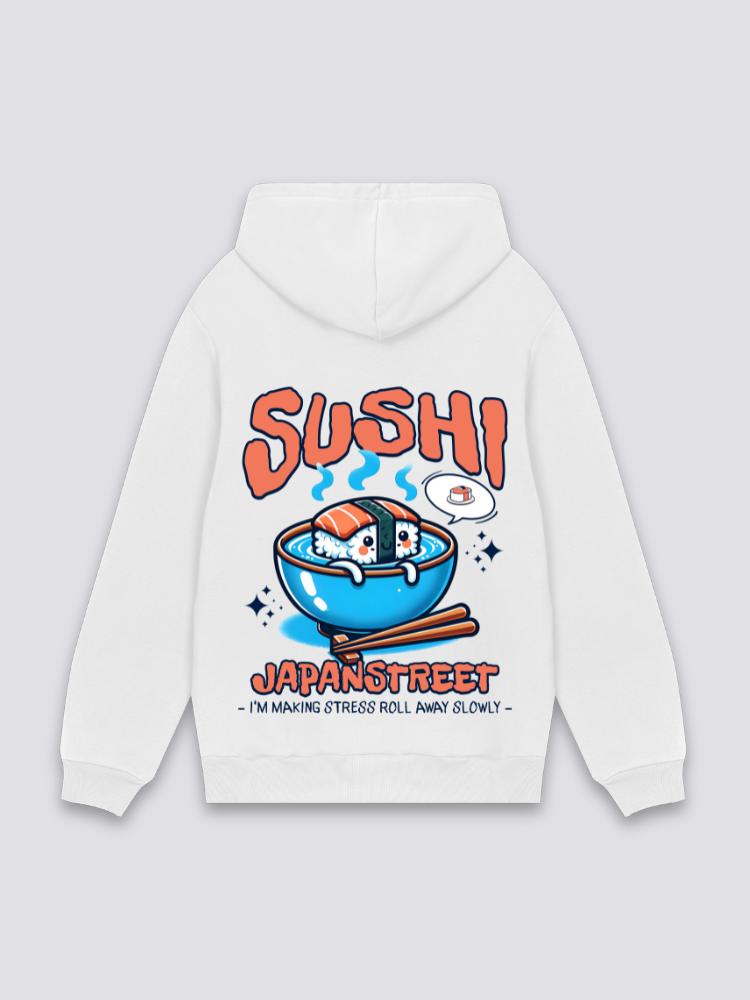 Sudadera sushi salmón estampado japonés oversize