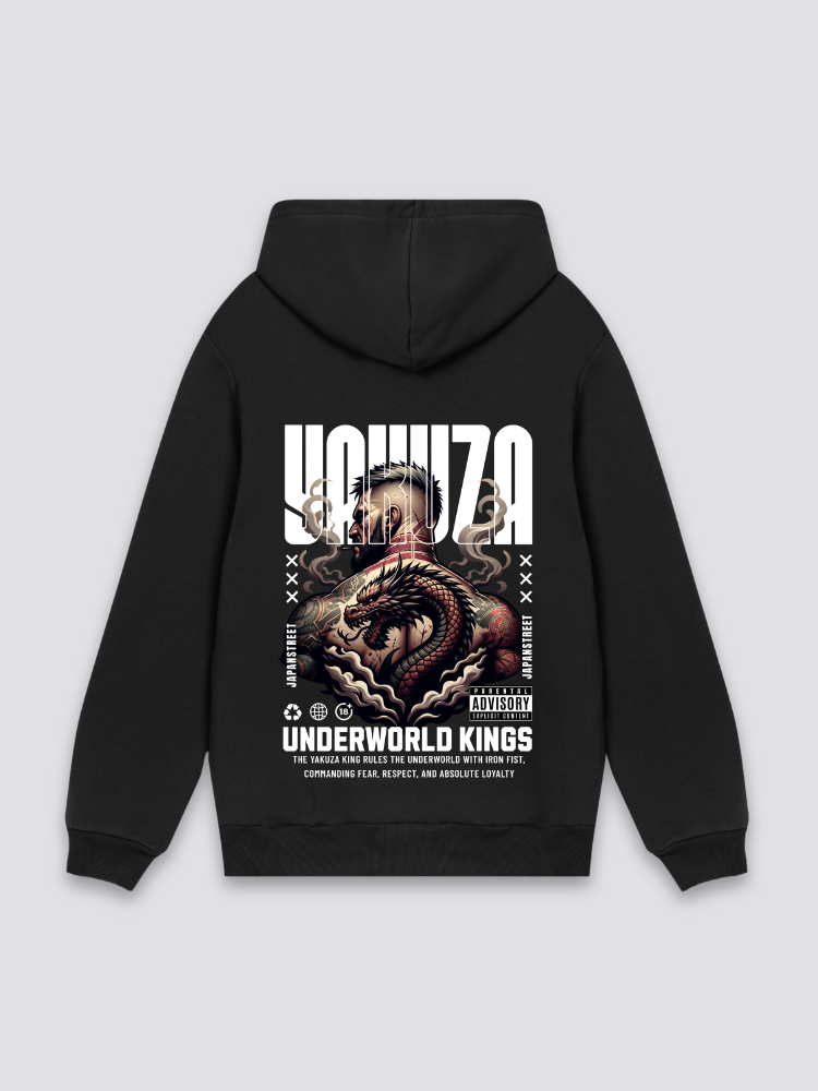Sudadera con capucha yakuza irezumi dragón estampado japonés oversize