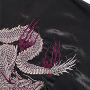 Sukajan dragón bordado Kokuryū Flame negro poliéster dragón llamas streetwear japonés Ropa Japonesa
