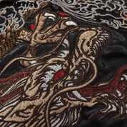 Sukajan dragón negro Kuro Ryujin poliéster dos dragones espejo streetwear japonés Ropa Japonesa