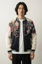 Sukajan espíritus bordados Byakko no Hi blanco poliéster tigre blanco dragón streetwear japonés Ropa Japonesa