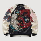 Sukajan espíritus bordados Byakko no Hi blanco poliéster tigre blanco dragón streetwear japonés Ropa Japonesa